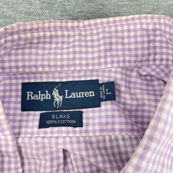 Ralph‎ Lauren Blake Shirt Large Purple Check Cotton Short Sleeve - Picture 4 of 6